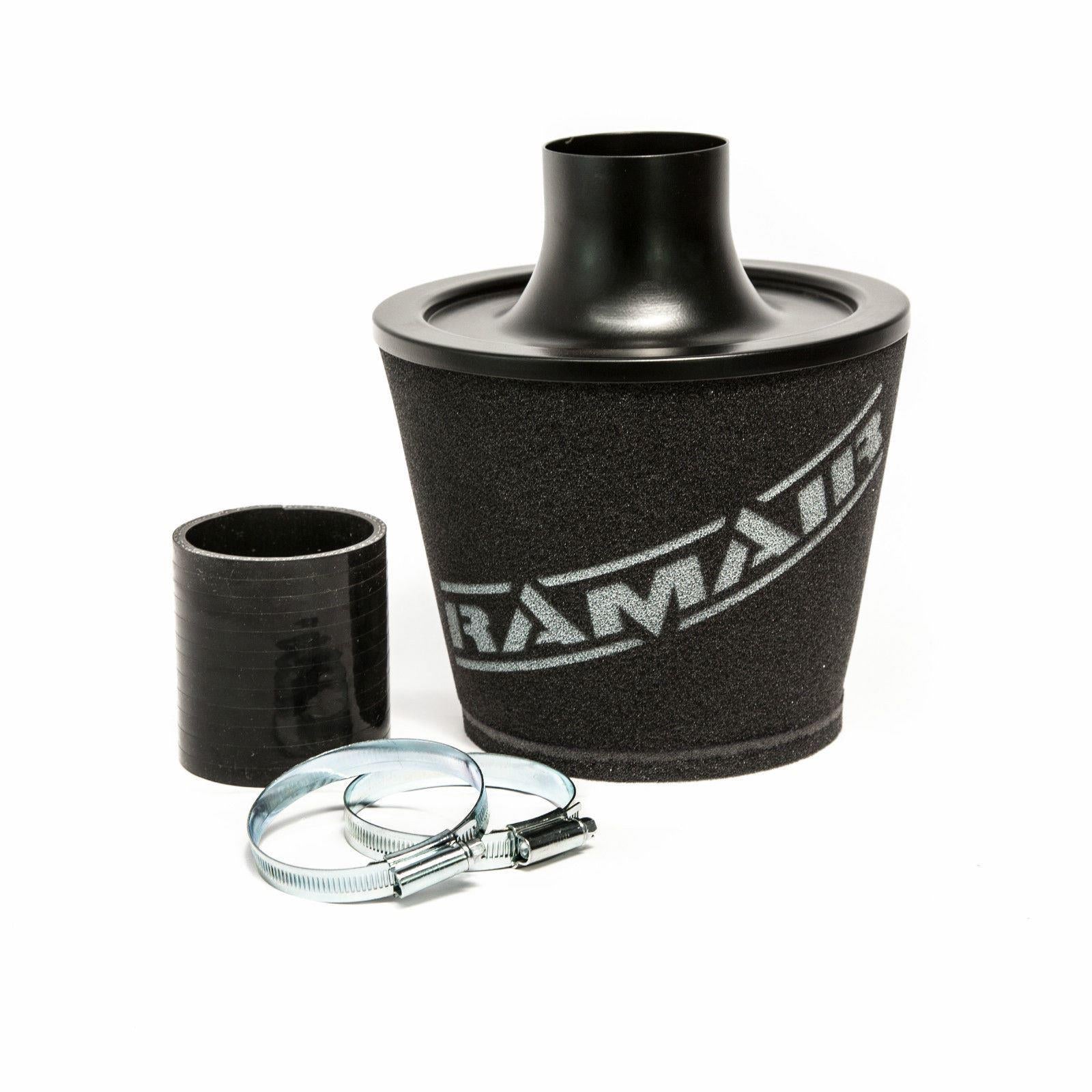 Ramair Foam Jet Stream Large Cone Air Filter 70mm (2.75inch) OD Black with Silicone Coupler