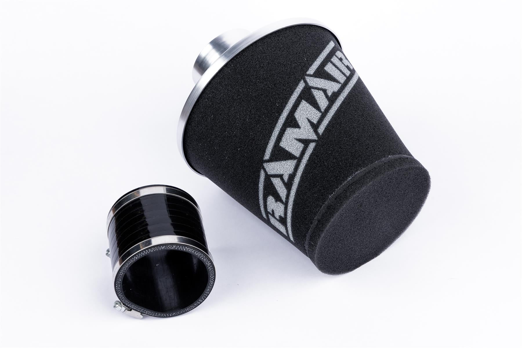 Ramair Medium Foam Filter Aluminium Base 90mm (3.5inch) OD Silver with Silicone Coupler